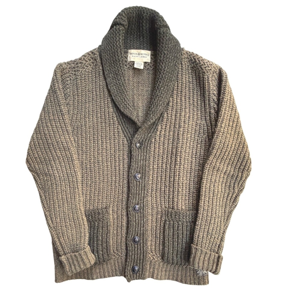 Denim Supply Ralph Lauren Mens Shawl Collar Shetland Wool Cardigan Sweater Small - Picture 12 of 16
